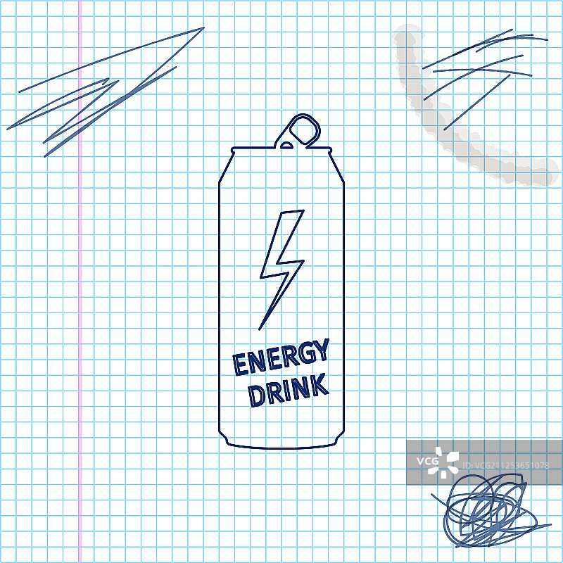 白色背景上的能量饮料线条草图图标图片素材