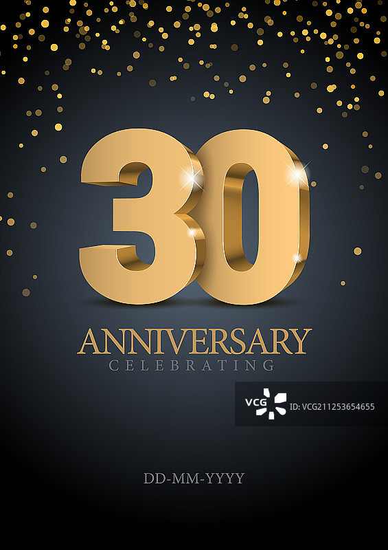 30周年金色3D数字图片素材