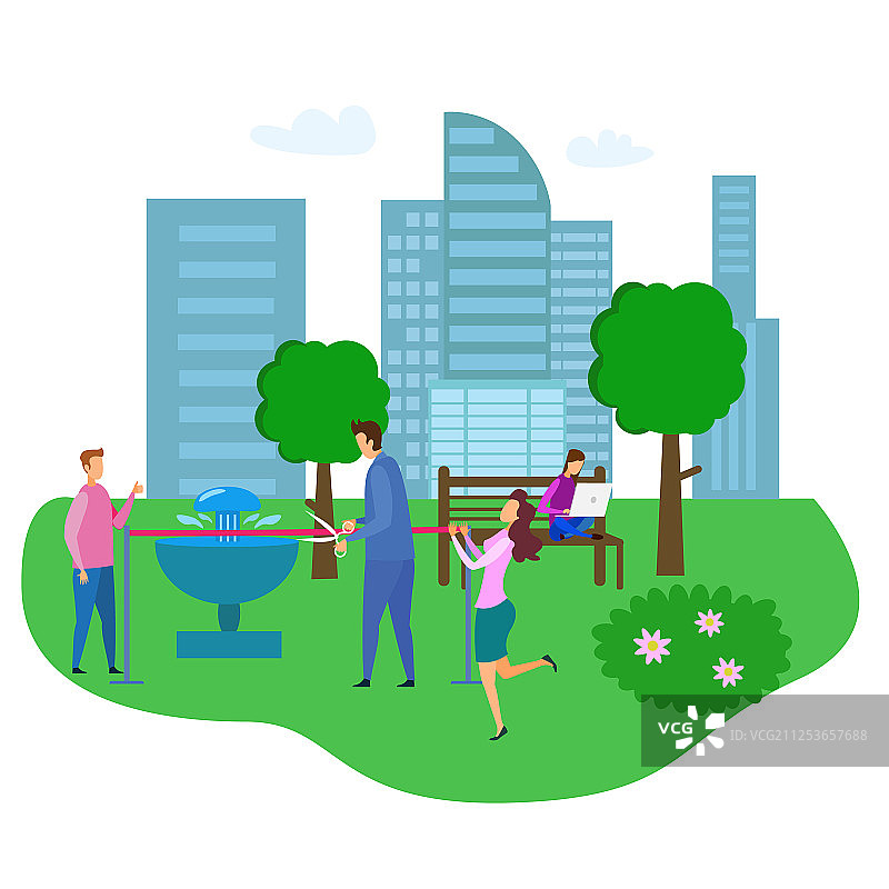 喷泉开放剪彩仪式图片素材