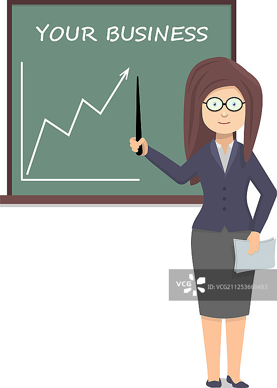 女人用指针指向图表图片素材