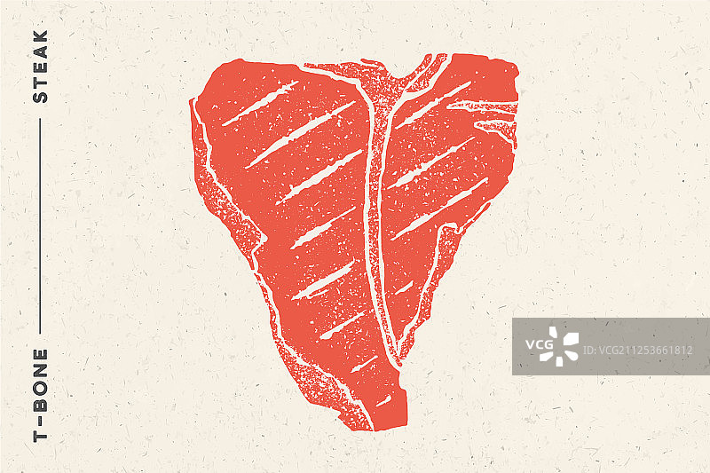 带牛排轮廓文字的T骨牛排海报图片素材
