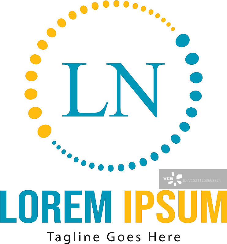 带有现代框架的首字母LN标志模板图片素材