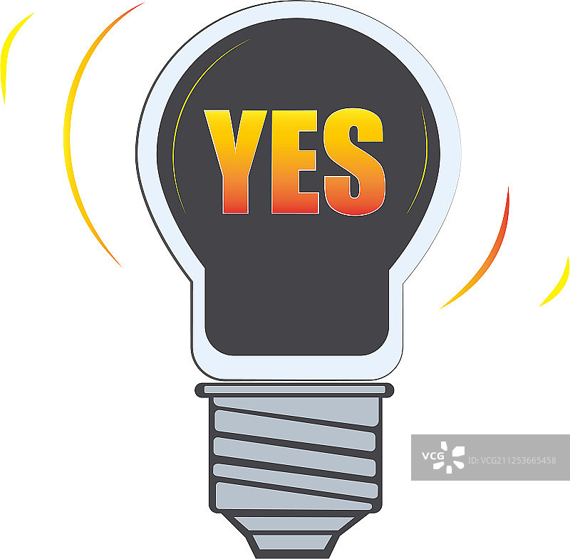 灯光图标扁平图中的单词“YES”图片素材