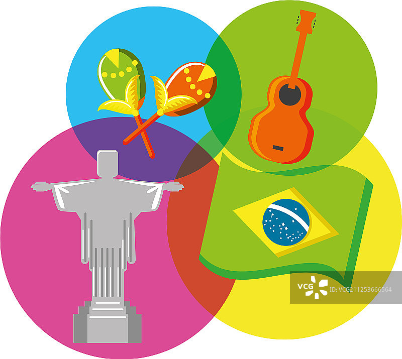 带有图标集的科科瓦多基督纪念碑图片素材