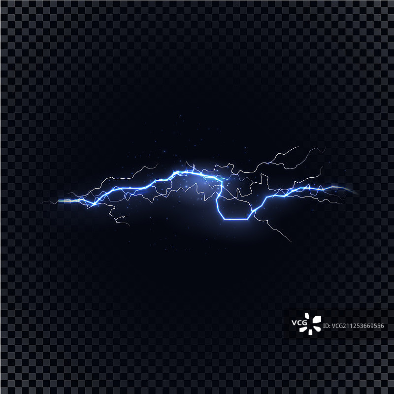 黑色背景上的蓝色闪电图片素材