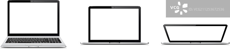 完全和部分打开的笔记本电脑图片素材