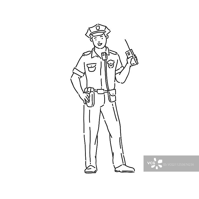 穿专业制服的警察男人线条图片素材