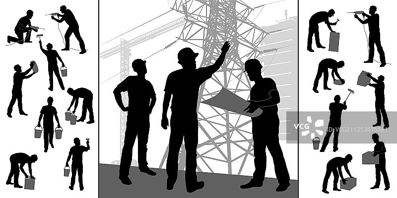 工人剪影图片素材