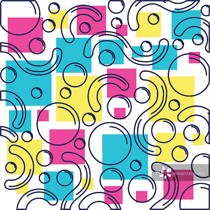 彩色图形线条九十年代图案图片素材