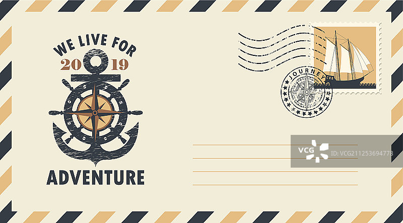 以旅行为主题的邮政信封与邮票图片素材
