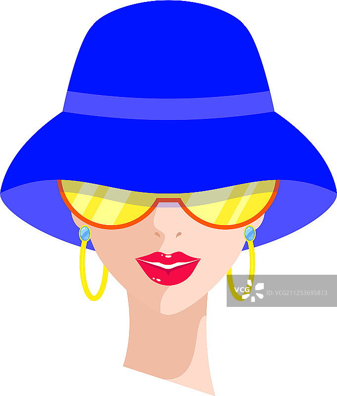 戴着蓝色帽子的女人图片素材