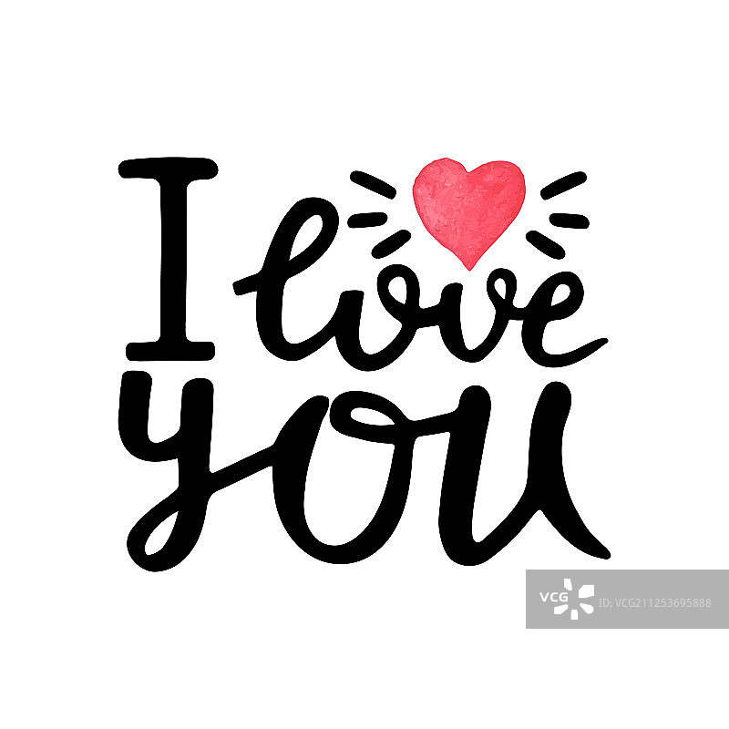 “我爱你”手绘字母引语图片素材