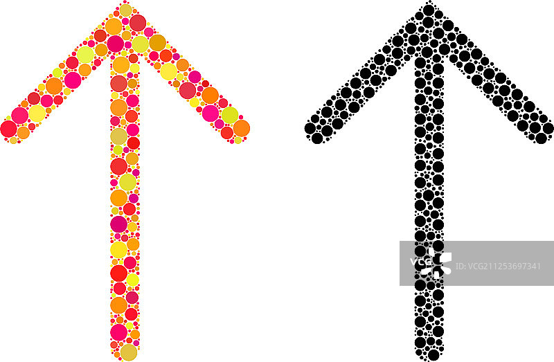 点箭头向上马赛克图标图片素材