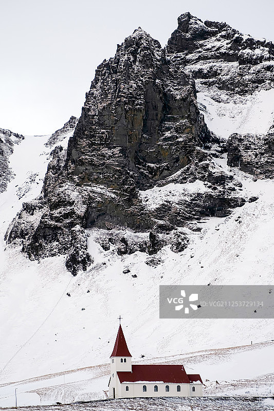 冰岛维克镇教堂景观图片素材