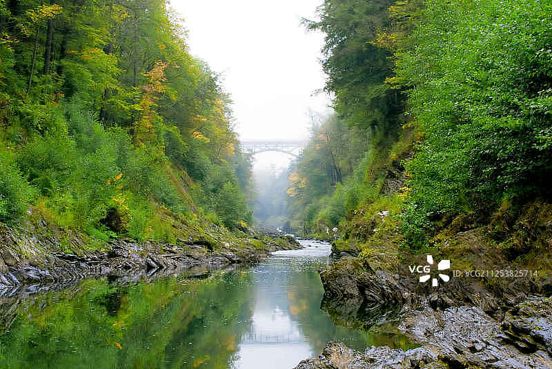 雾中的魁奇峡谷图片素材