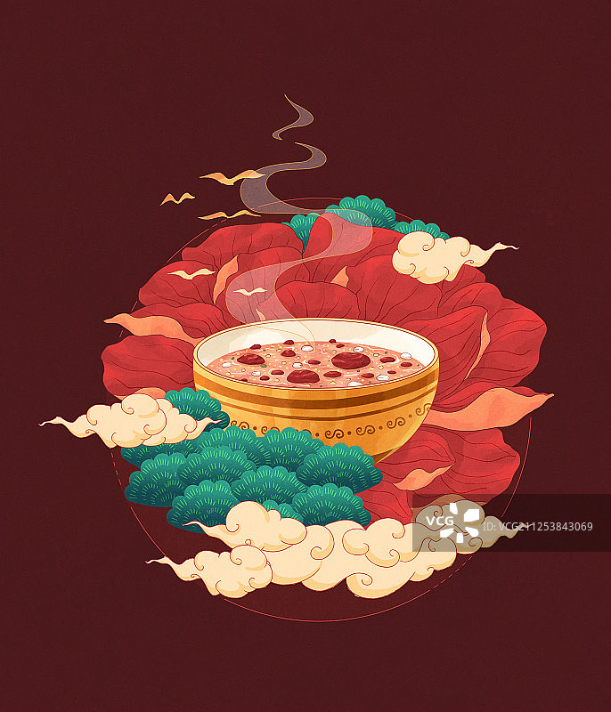 腊八节插画深色底图片素材