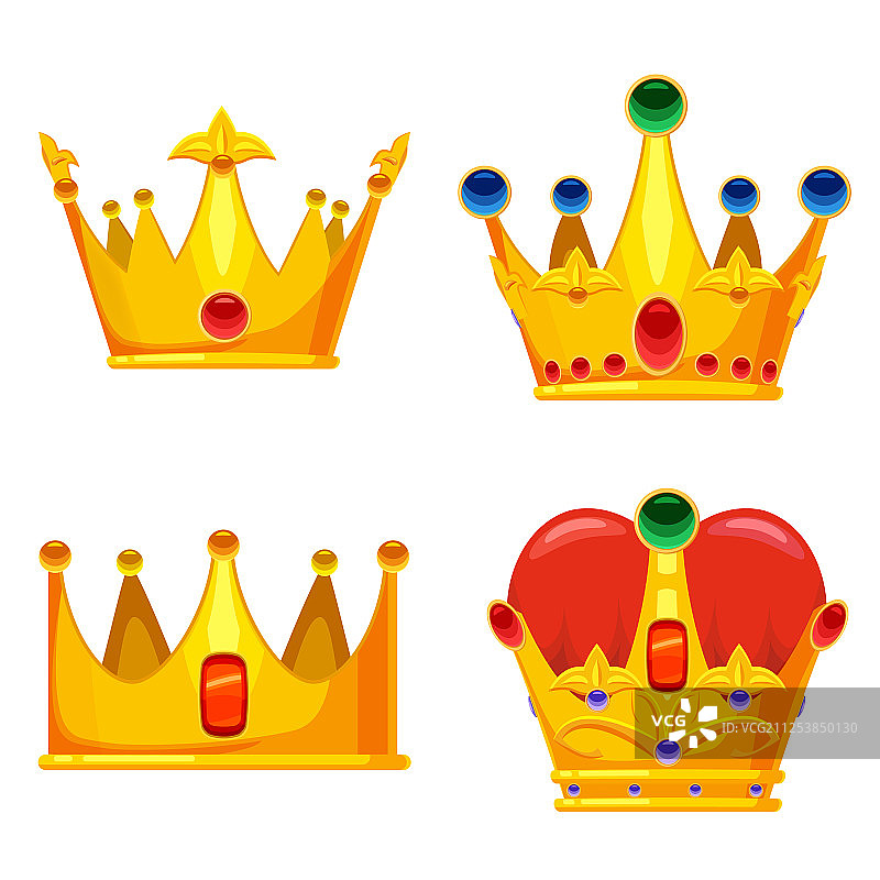 金色皇冠皇家珠宝国王标志套装图片素材
