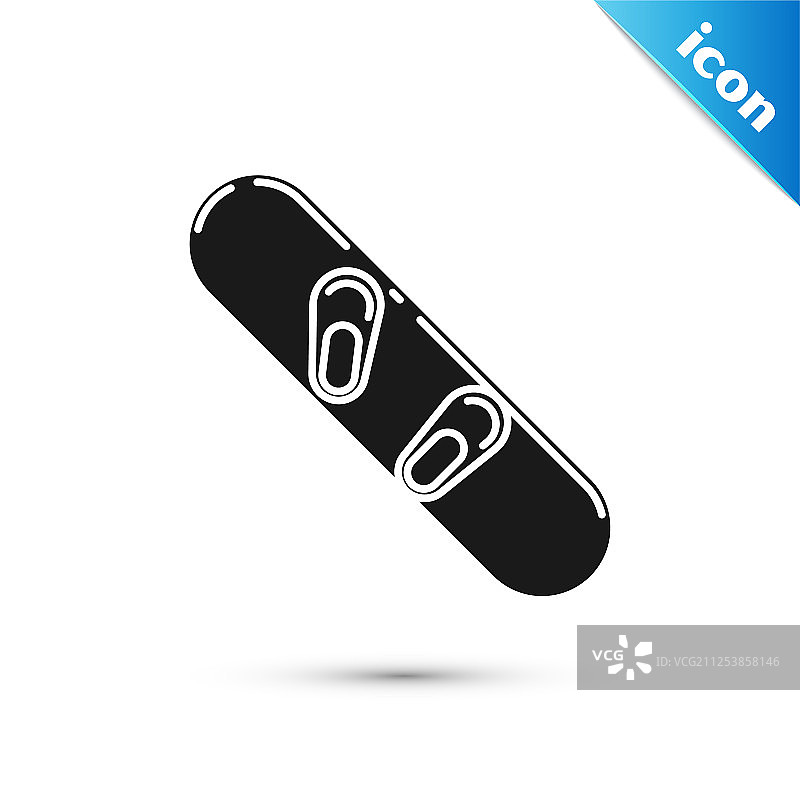 白色背景上黑色滑雪板图标图片素材