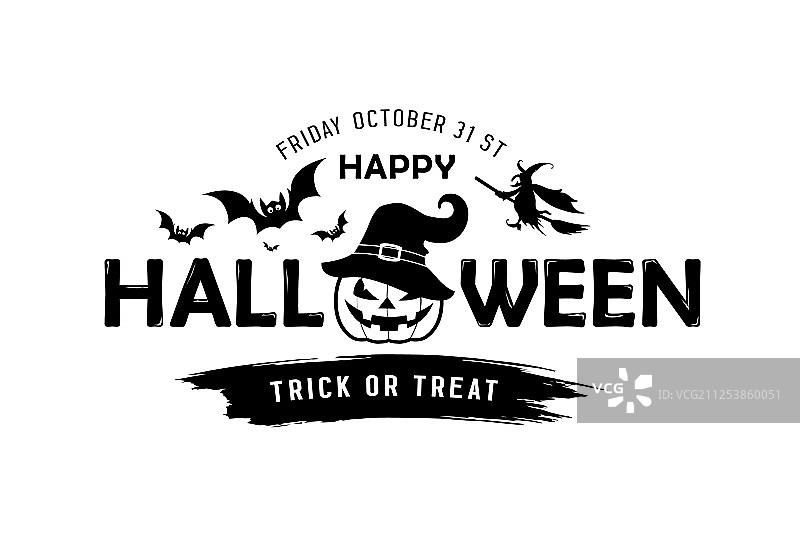 万圣节快乐：戴帽子的南瓜图片素材