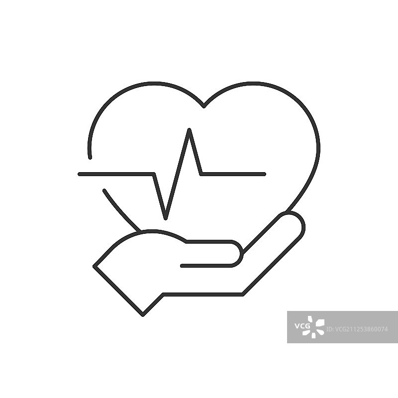 手上线条心跳图标图片素材