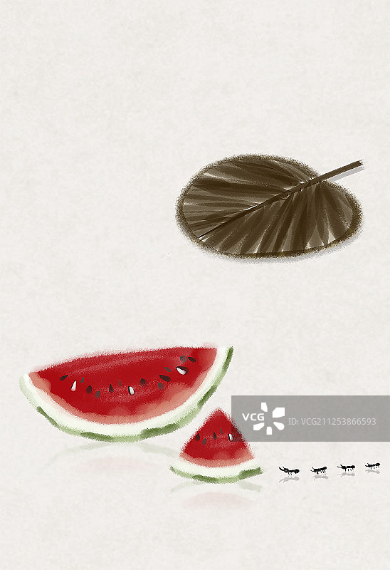 大暑二十四节气中国风插画图片素材