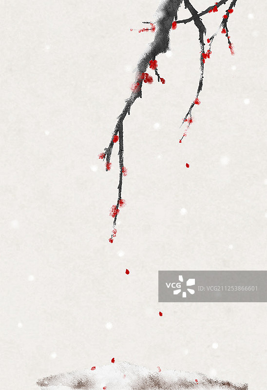 小雪二十四节气中国风插画图片素材