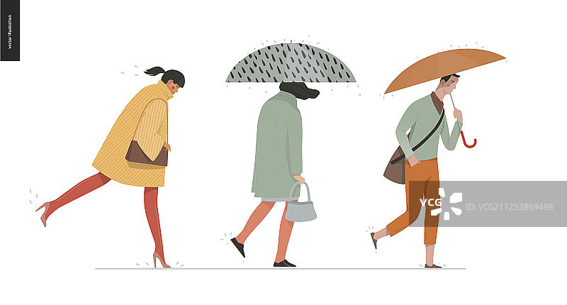 雨中行走的人群图片素材