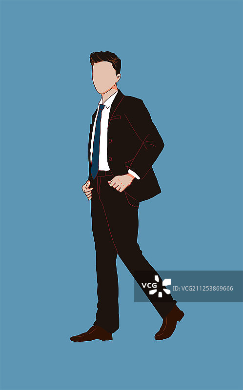 一个身穿黑色西装的男士，侧脸图片素材