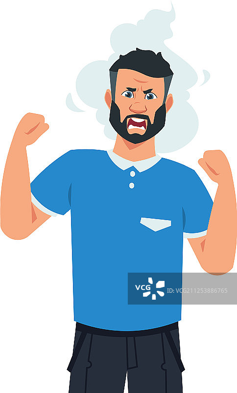 卡通愤怒男人扁平不快乐男性角色图片素材