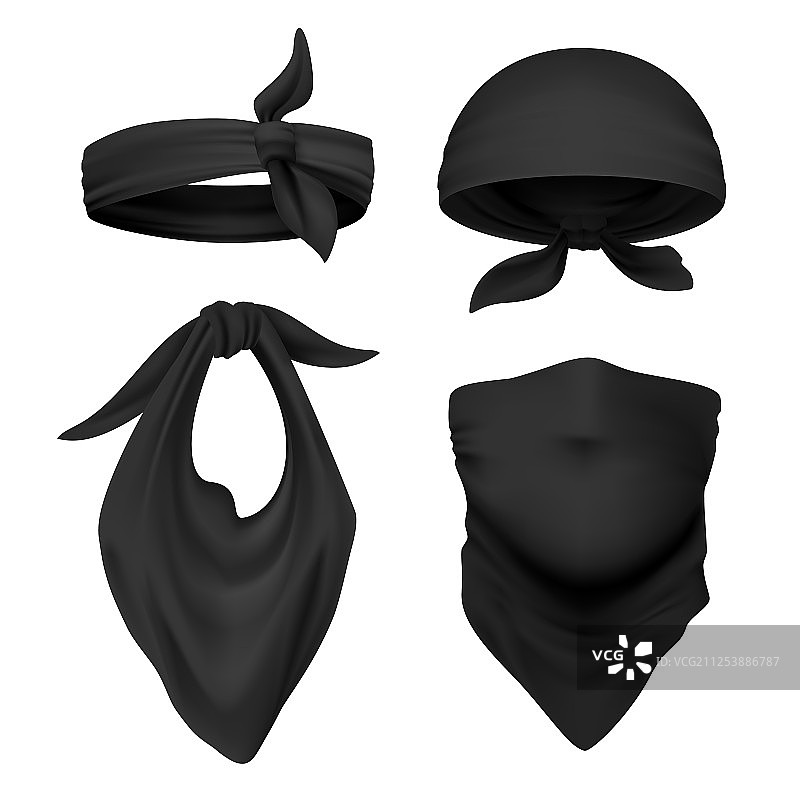 逼真的黑色方巾面罩和图片素材