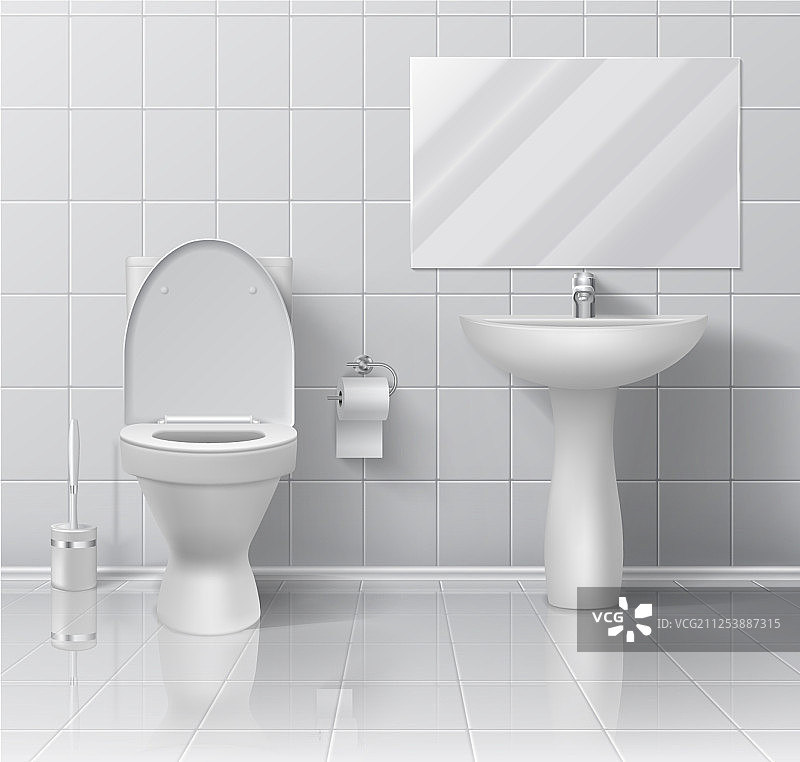 逼真现代3D浴室厕所内饰图片素材
