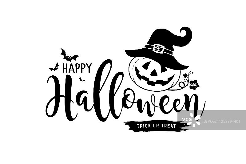 万圣节快乐南瓜帽子消息图片素材