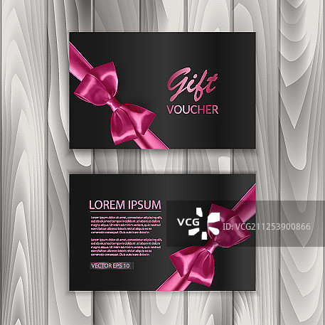 粉色蝴蝶结礼券套装图片素材