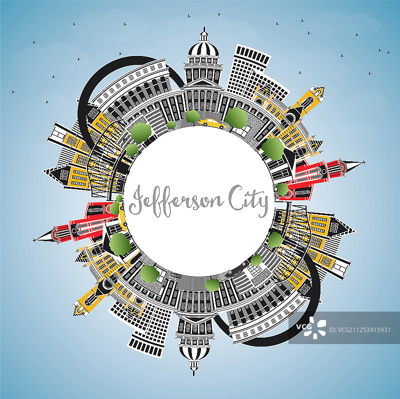 密苏里州杰斐逊市彩色天际线图片素材