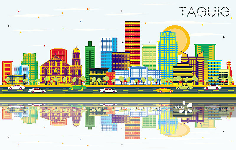 菲律宾达义市城市天际线彩色景观图片素材