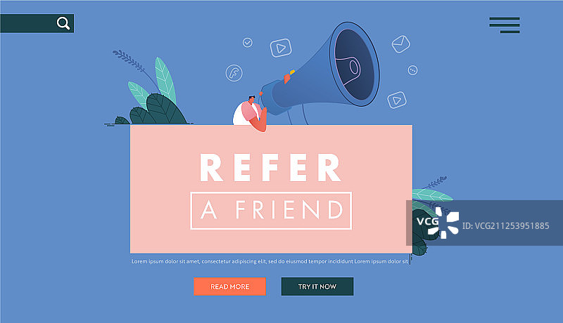 用扩音器推荐的男人引导页图片素材