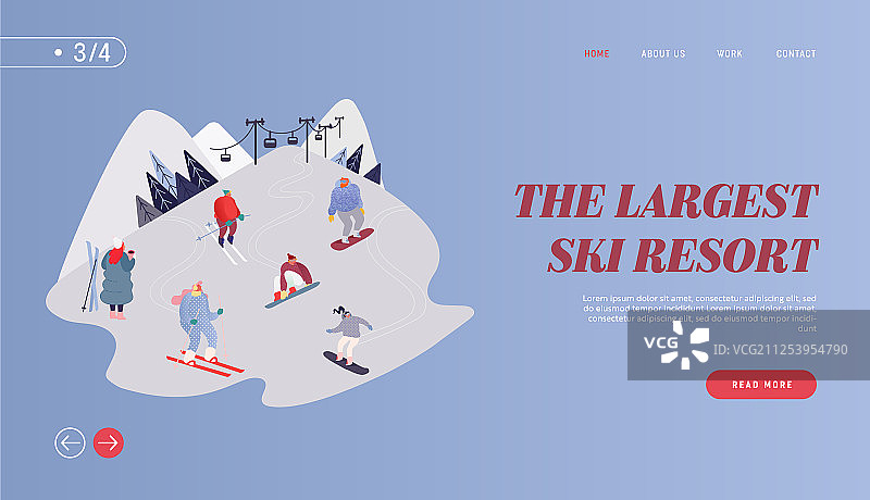 滑雪和滑雪板网站着陆页图片素材