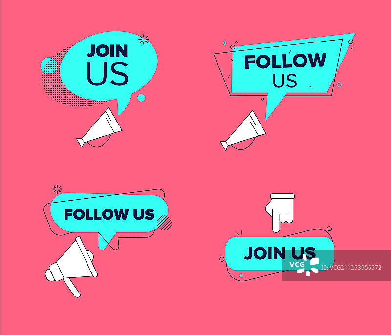 关注我们并加入我们的线性艺术横幅图片素材