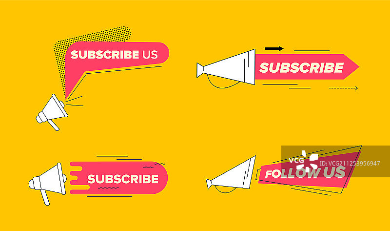 关注我们并订阅社交媒体横幅图片素材