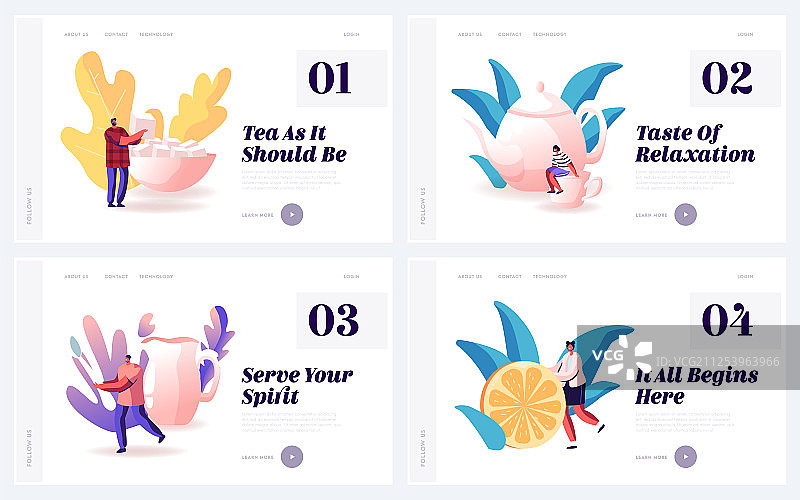 网站茶会与招待概念图片素材