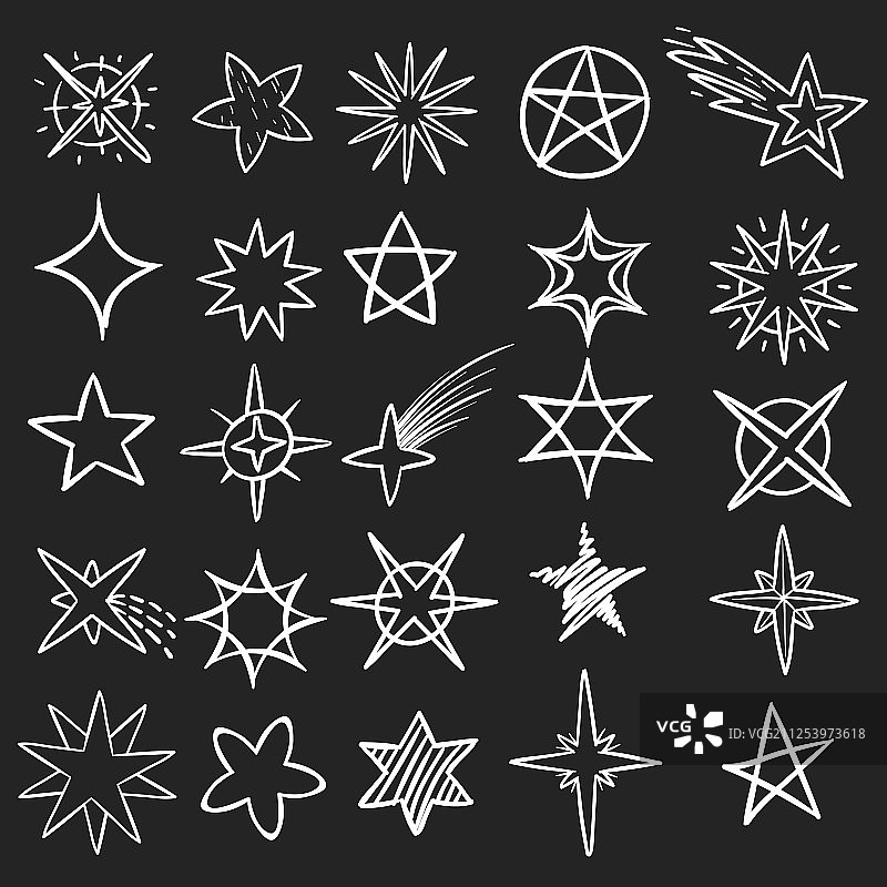 手绘星星钢笔素描星星合集图片素材