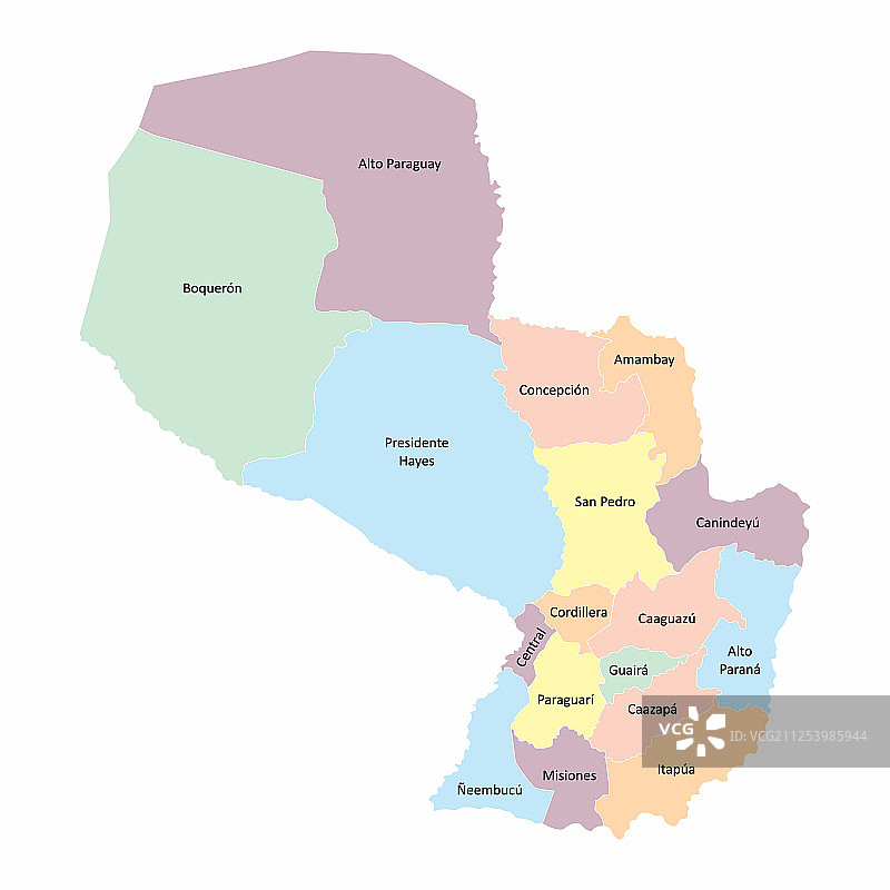巴拉圭地区地图图片素材