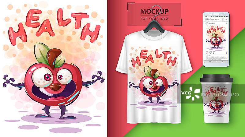 健康苹果：创意样机图片素材