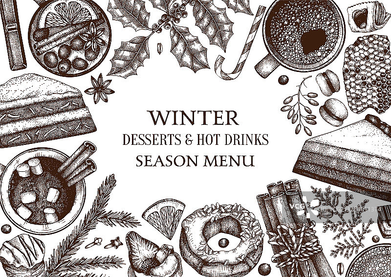 冬季甜点和热饮设计图片素材