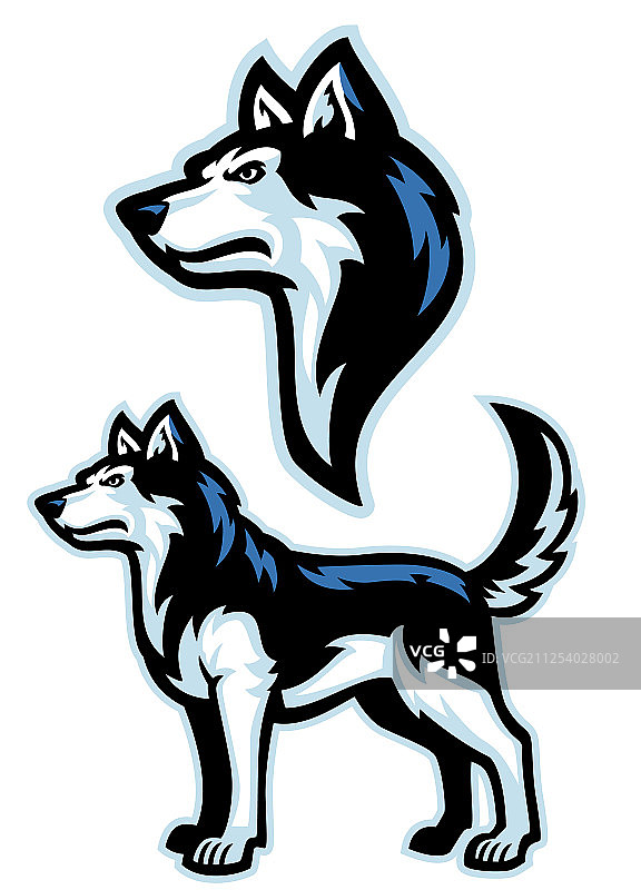 西伯利亚哈士奇狗吉祥物套装图片素材