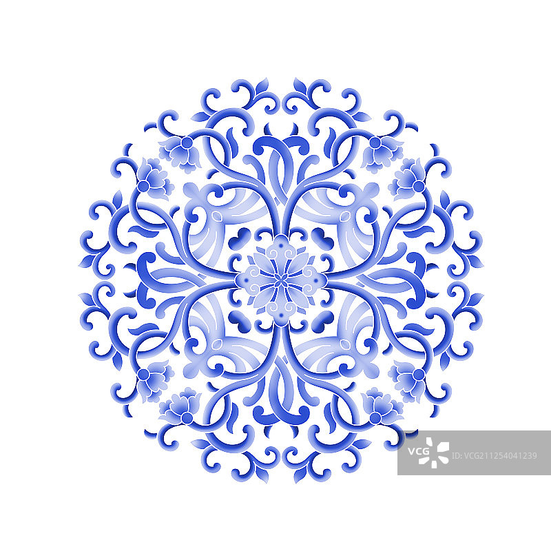 传统的蓝色圆形艺术花纹图片素材