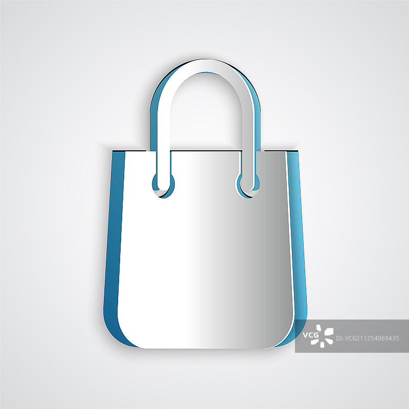 灰色背景上的剪纸购物袋图标图片素材