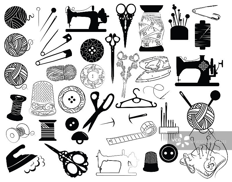 缝纫和剪裁工具套装图片素材