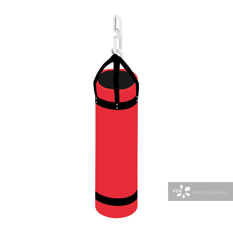 红色拳击沙袋2.5D视图图片素材