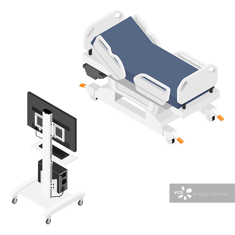 移动医院病床和医疗设备图片素材